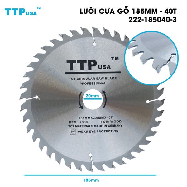  Lưỡi cưa gỗ 185mm TTPusa 222-185040-3 