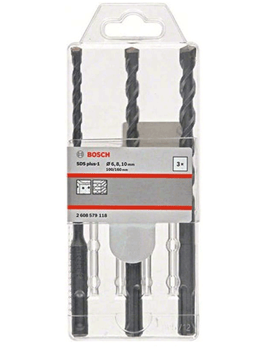 Bộ 3 mũi khoan SDS Plus 1 (6/8/10x160mm) Bosch 2608579118