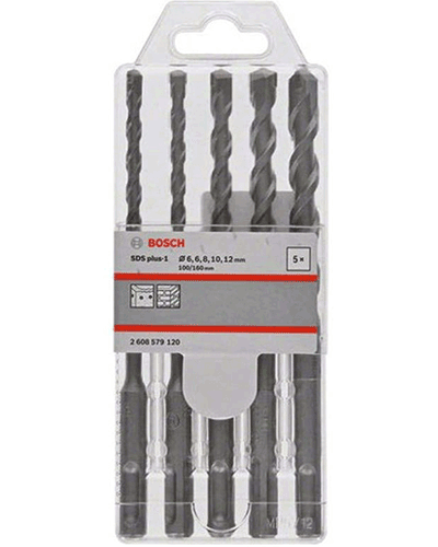 Bộ 5 mũi khoan SDS Plus 1 (6/6/8/10/12x160mm) Bosch 2608579120