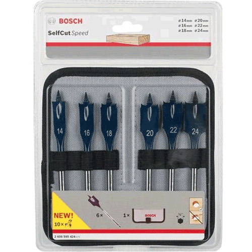 Bộ mũi khoan gỗ đuôi cá 6 cây Bosch 2608595424