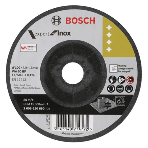 Đá mài linh hoạt cho Inox Bosch 100x2.0x16mm 2608620690 