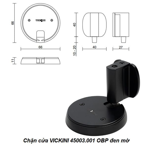 Chặn cửa VICKINI 45003.001 OBP đen mờ