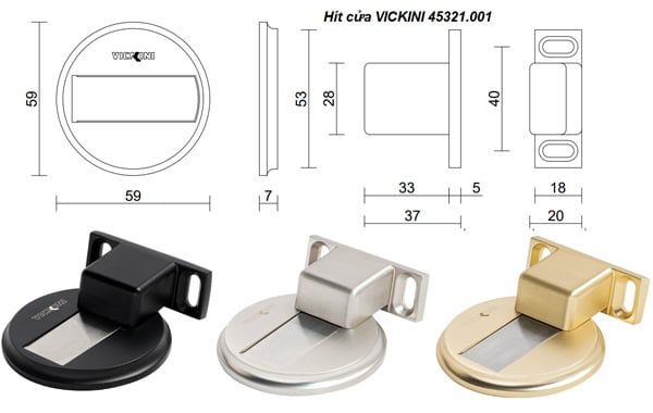 Hít cửa VICKINI 45321.001 MSN ken xước mờ