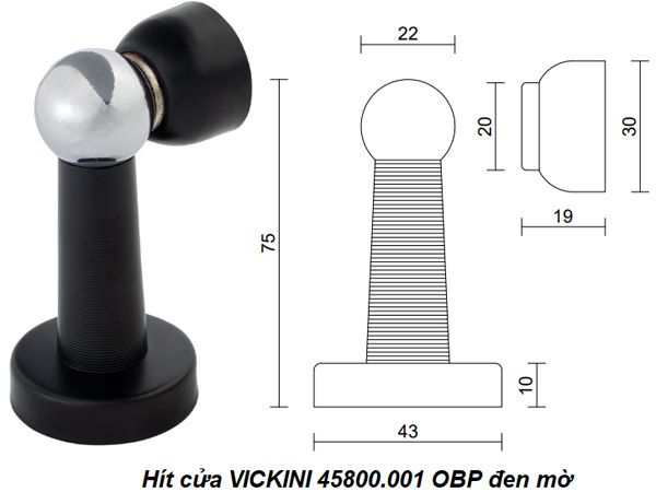 Hít cửa VICKINI 45800.001 OBP đen mờ