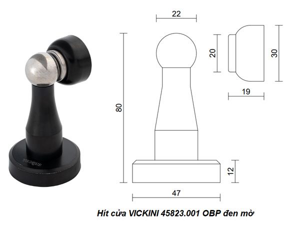 Hít cửa VICKINI 45823.001 OBP đen mờ