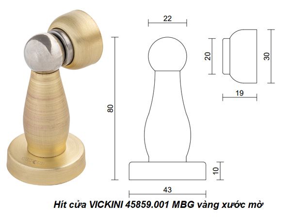 Hít cửa VICKINI 45859.001 MBG vàng xước mờ
