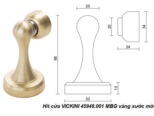 Hít cửa VICKINI 45948.001 MBG vàng xước mờ