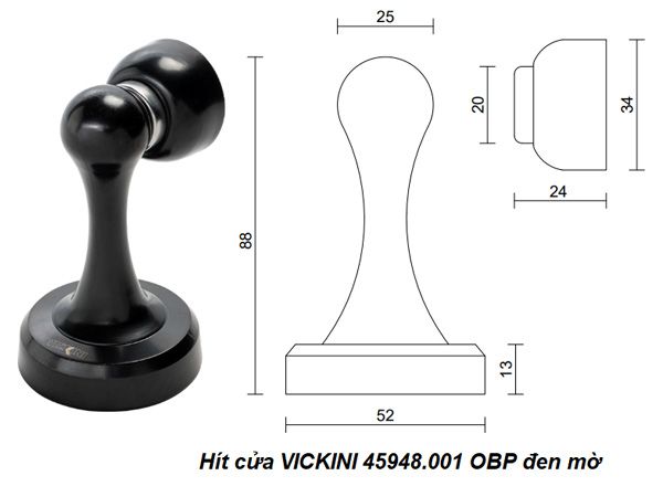 Hít cửa VICKINI 45948.001 OBP đen mờ