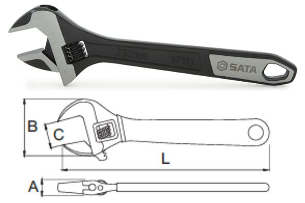 Mỏ lết đen hàm rộng 12 inch SATA 47125