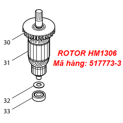  Rotor máy đục bê tông Makita HM1306 (517773-3) 