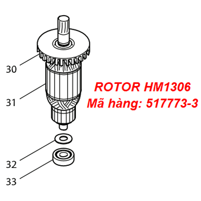 Rotor máy đục bê tông Makita HM1306 (517773-3)