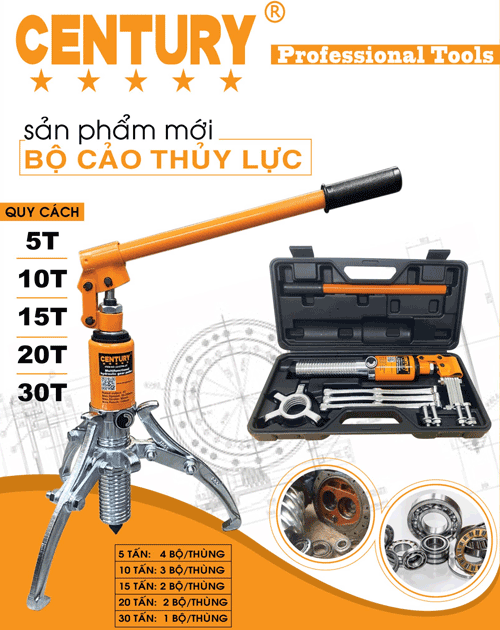  Bộ cảo thủy lực 3 chấu 10 tấn Century LU-CTHL-10T 