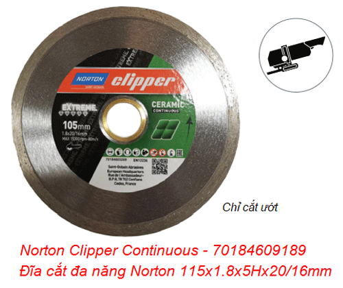 Đĩa cắt kim cương Norton không có rãnh 115mm - 70184609189
