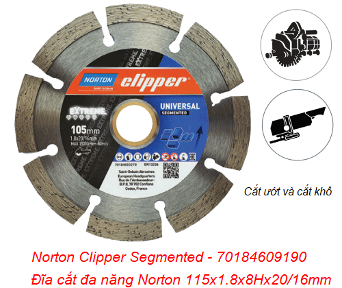 Đĩa cắt kim cương Norton có rãnh 115mm - 70184609190