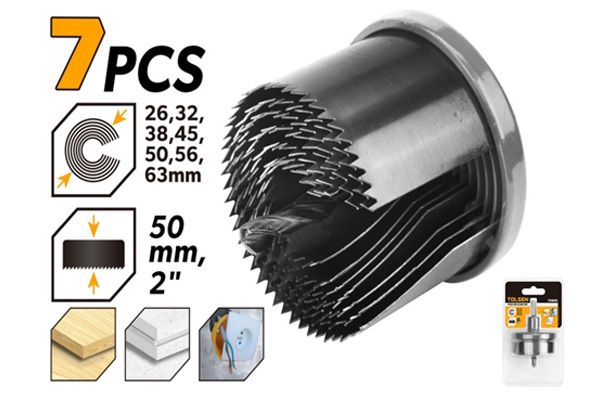 Bộ khoét lỗ 7 cái khoét sâu 50mm Tolsen 75870