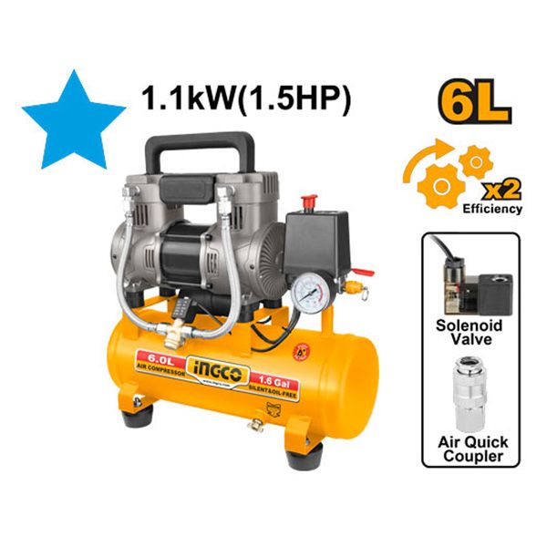 Máy nén khí không dầu 6L INGCO ACS111062
