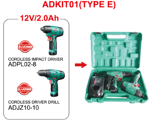  Bộ combo máy khoan, vặn vít dùng pin 12V DCA ADKIT01 