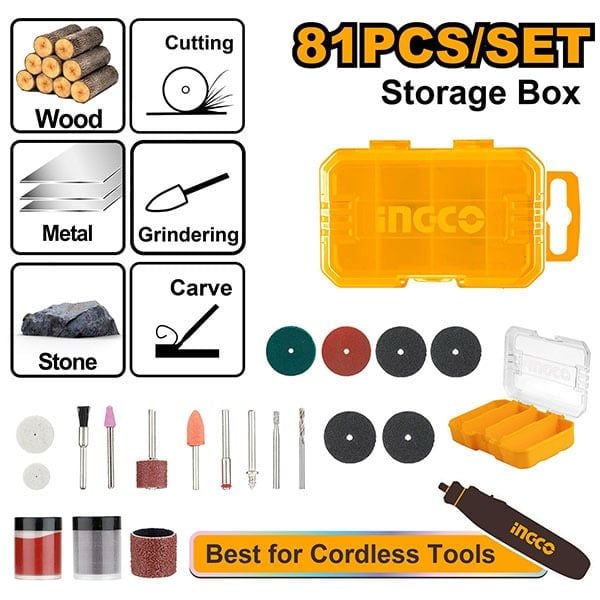 Bộ 81 món phụ kiện mài mini INGCO AKMG8081