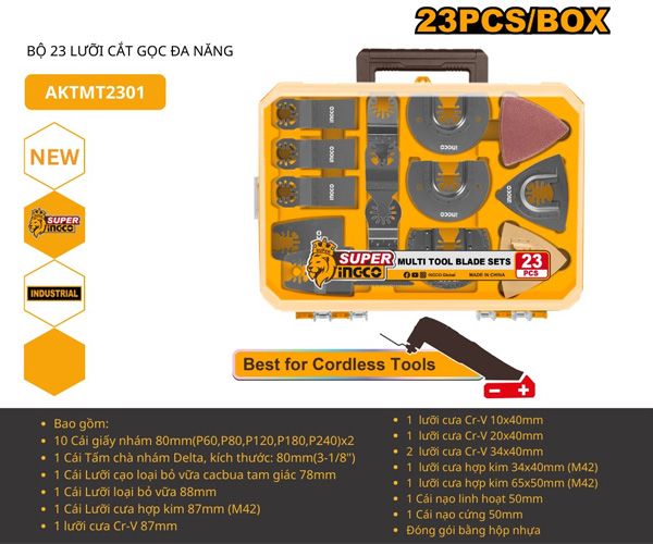 Bộ 23 lưỡi cắt gọt đa năng INGCO AKTMT2301