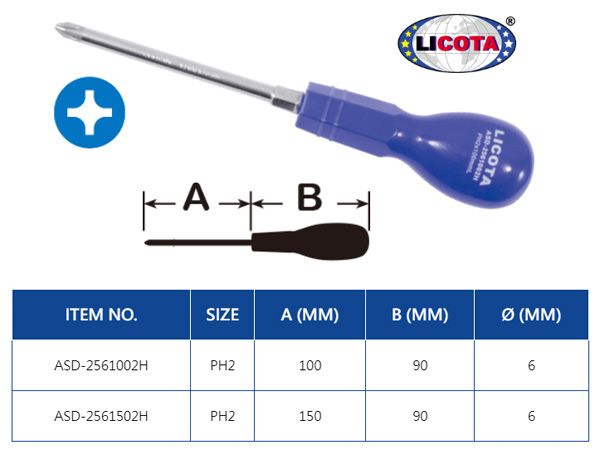  Tua vít bake bầu Licota ASD-2561002H (PH2x100mm) 