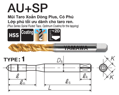 Mũi Taro xoắn hiệu suất cao Yamawa VSAPQ6.0M (M6x1)