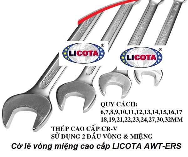 Cờ lê vòng miệng cao cấp 9mm LICOTA AWT-ERS09