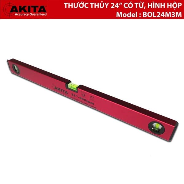 Thước thủy có từ, hình hộp, có vạch chia 120cm Akita BOL48M4M