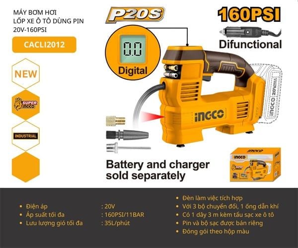 Máy bơm hơi dùng pin 20V INGCO CACLI2012