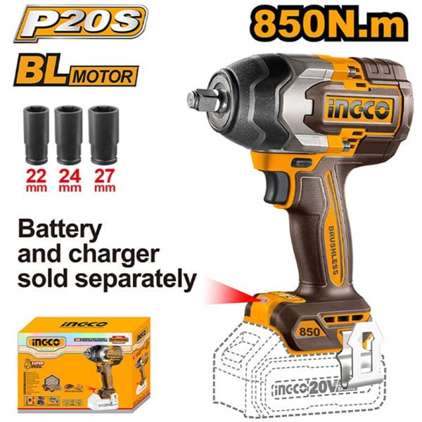 Máy vặn bu lông dùng pin 20V-850Nm INGCO CIWLI20851