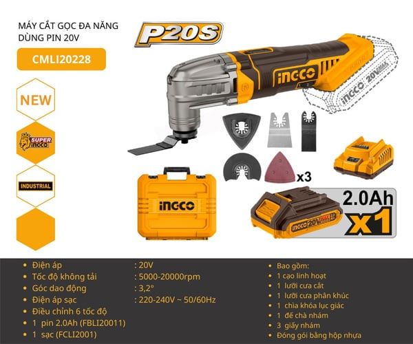 Máy cắt đa năng dùng pin 20V INGCO CMLI20228