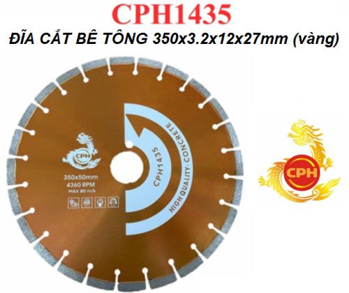  Đĩa cắt bê tông CPH1435 màu vàng (350x3.2x12x27mm) 