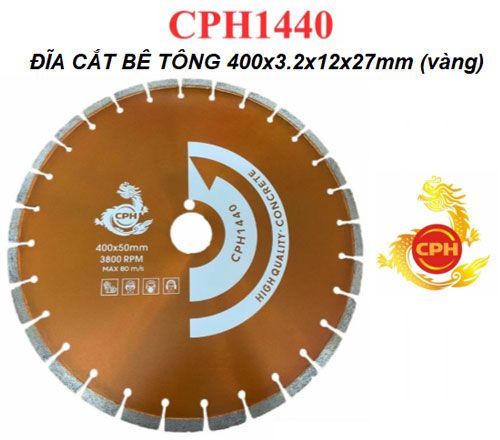  Đĩa cắt bê tông CPH1440 màu vàng (400x3.2x12x27mm) 