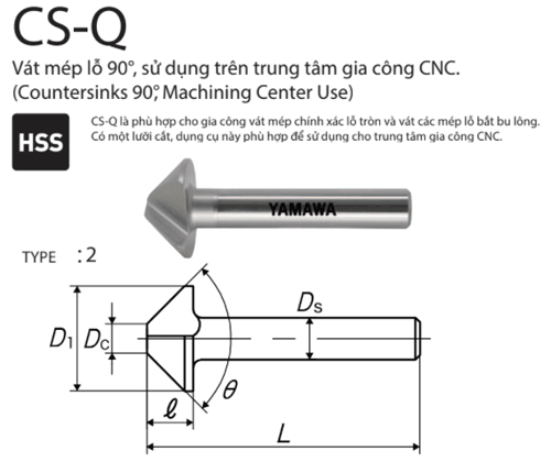  Mũi vát mép 90 độ Yamawa CS020Q (20x90°x10) 