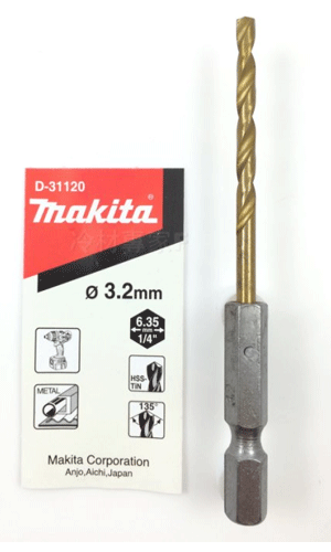  Mũi khoan kim loại đuôi lục giác D3.2x85mm Makita D-31120 