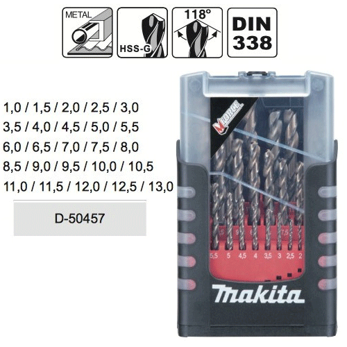 Bộ mũi khoan HSS-G 25 mũi từ 1.0-13mm Makita D-50457