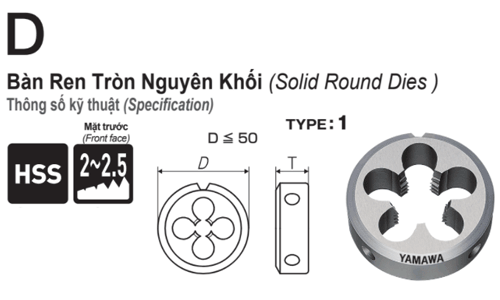 Bàn ren hệ mét Yamawa TYJ010NDNEBC (M10x1.5)