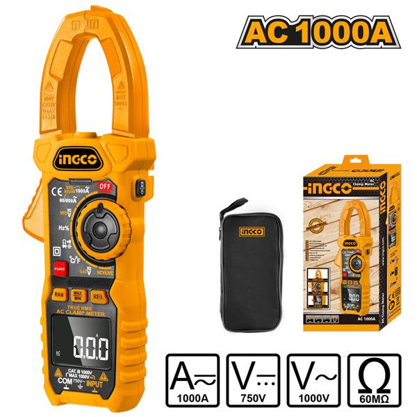Đồng hồ kẹp kỹ thuật số AC/DC 6000 số đếm Ingco DCM10004