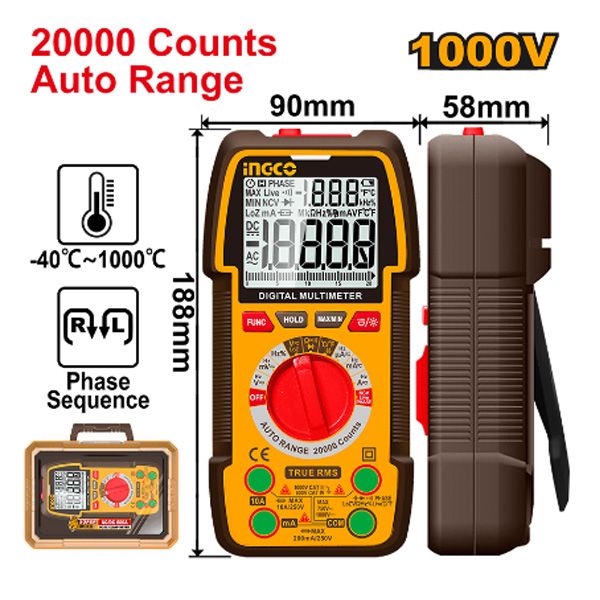 Đồng hồ vạn năng kỹ thuật số 1000V-20000 số đếm tự động Ingco DM410003