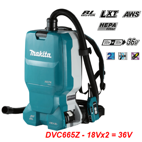  Máy hút bụi đeo vai dùng 2 pin 18V Makita DVC665Z 