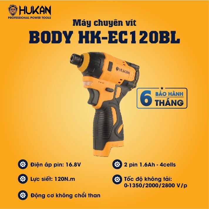  Máy vặn vít dùng pin 16.8V HUKAN HK-EC120BL 