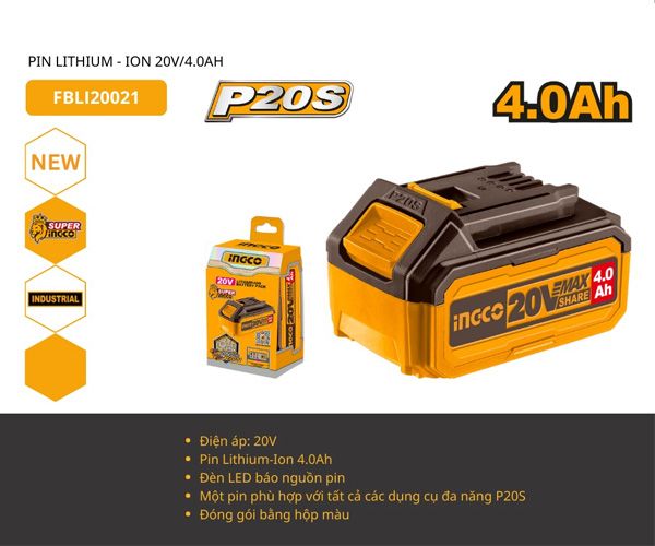 Pin 20Vx4.0A INGCO FBLI20021