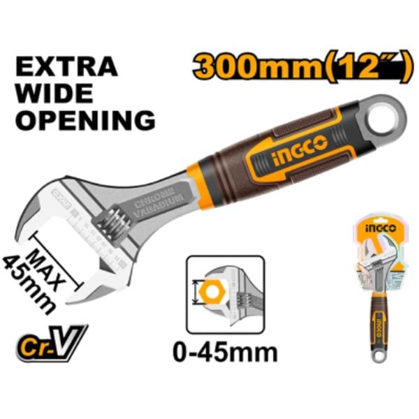 Mỏ lết 12 inch/300mm cán bọc nhựa Ingco HADW131128