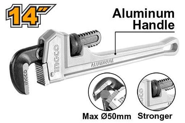 Mỏ lết răng 14 Inch/ 350mm tay cầm nhôm Ingco HALPW0114