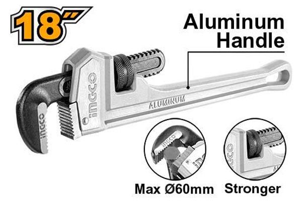 Mỏ lết răng 18 Inch/ 450mm tay cầm nhôm Ingco HALPW0118