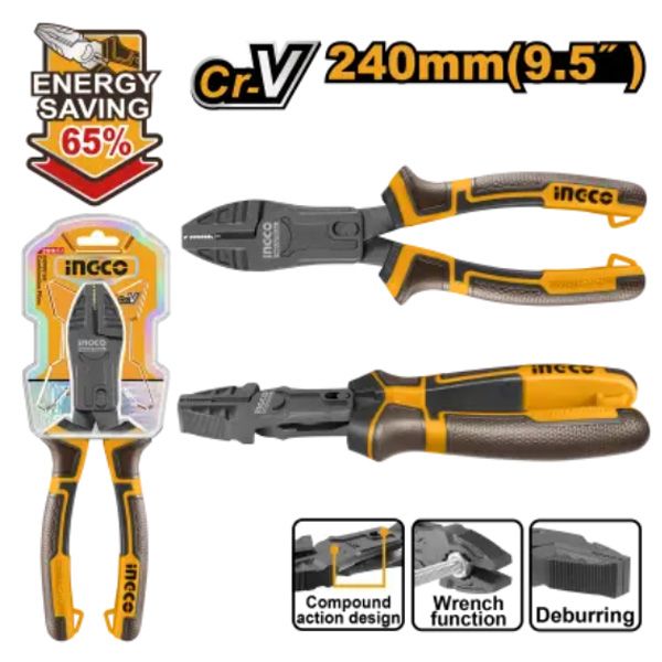 Kìm răng trợ lực cao cấp 9.5 inch/240mm Ingco HCCP58240