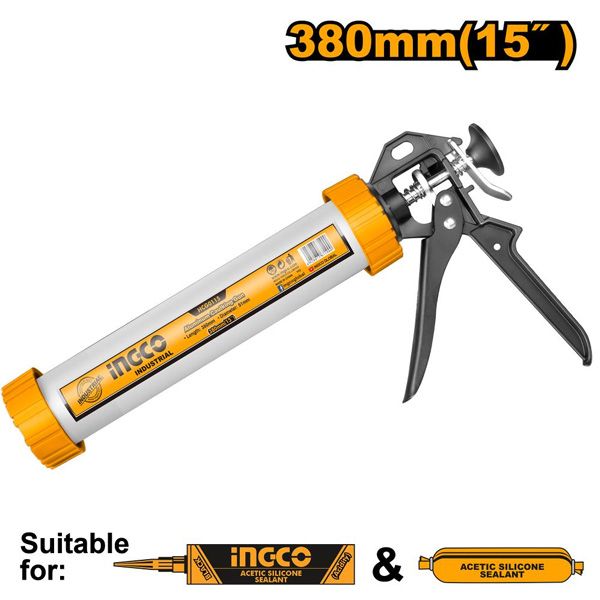 Súng bơm silicon ống nhôm 15 inch/380mm Ingco HCG0115
