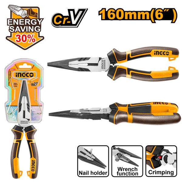 Kìm mũi nhọn mỏ dài cao cấp 6 inch/160mm Ingco HHLNP28160
