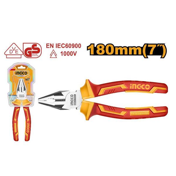 Kìm răng cách điện 7 inch/180mm Ingco HICP28188