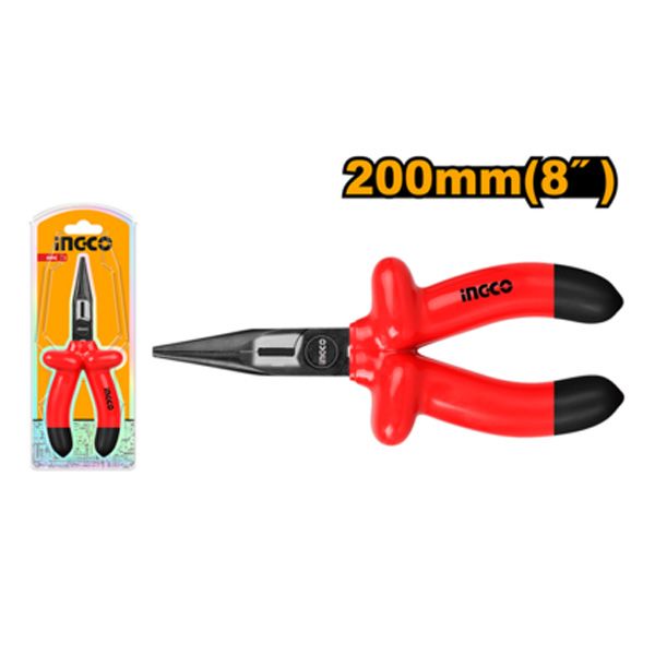 Kìm mũi nhọn mỏ dài cách điện 200mm Ingco HILNP01200