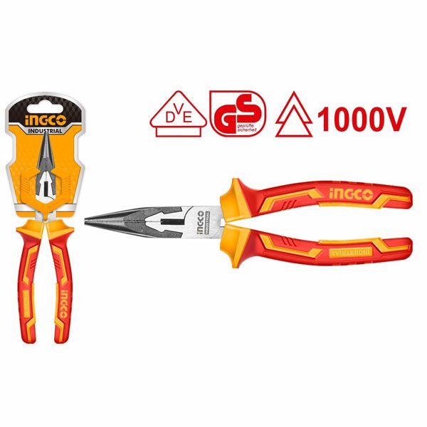 Kìm mũi nhọn cách điện 6 inch/160mm Ingco HILNP28168